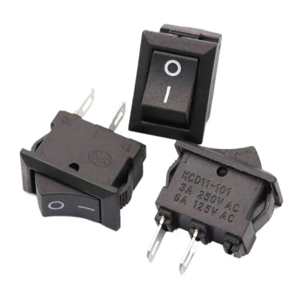 100 Pcs Black On/Off Boat Rocker Switch 10x15mm SPST 2Pin 3A 250V Snap-In Mini